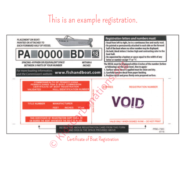This is an Example of Pennsylvania Certificate of Boat Registration | Kids Car Donations